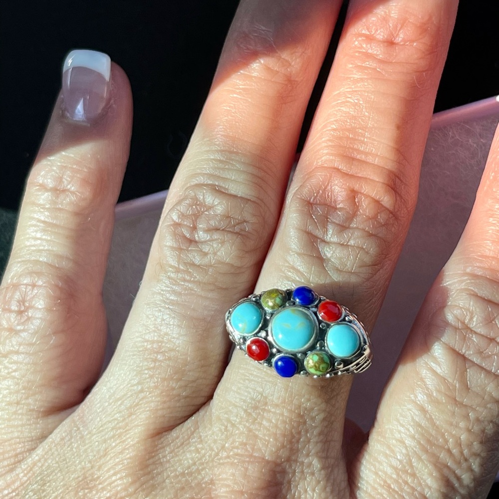 Turquoise Multi Gemstone Ring - image 3